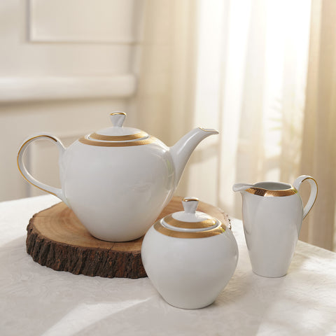 Classic Gold Herring Bone Design Tea Set