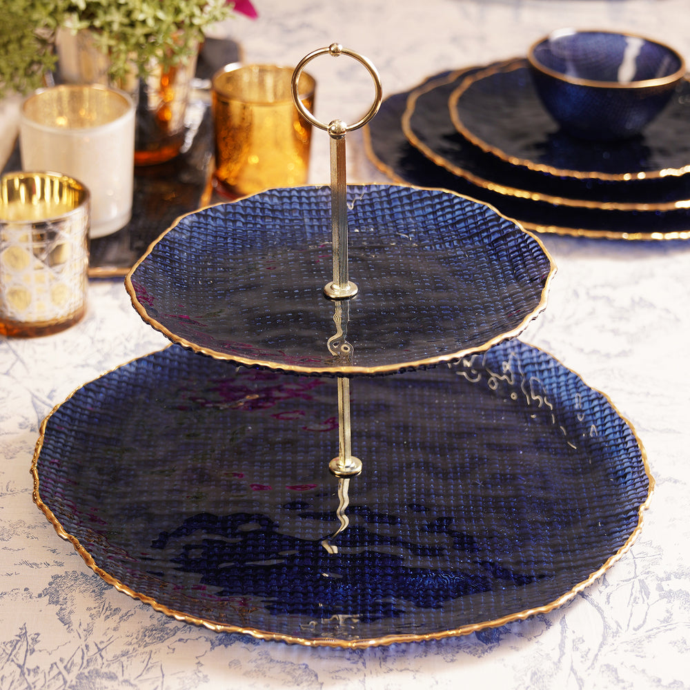 Blue Fizz Textured Cake Stand