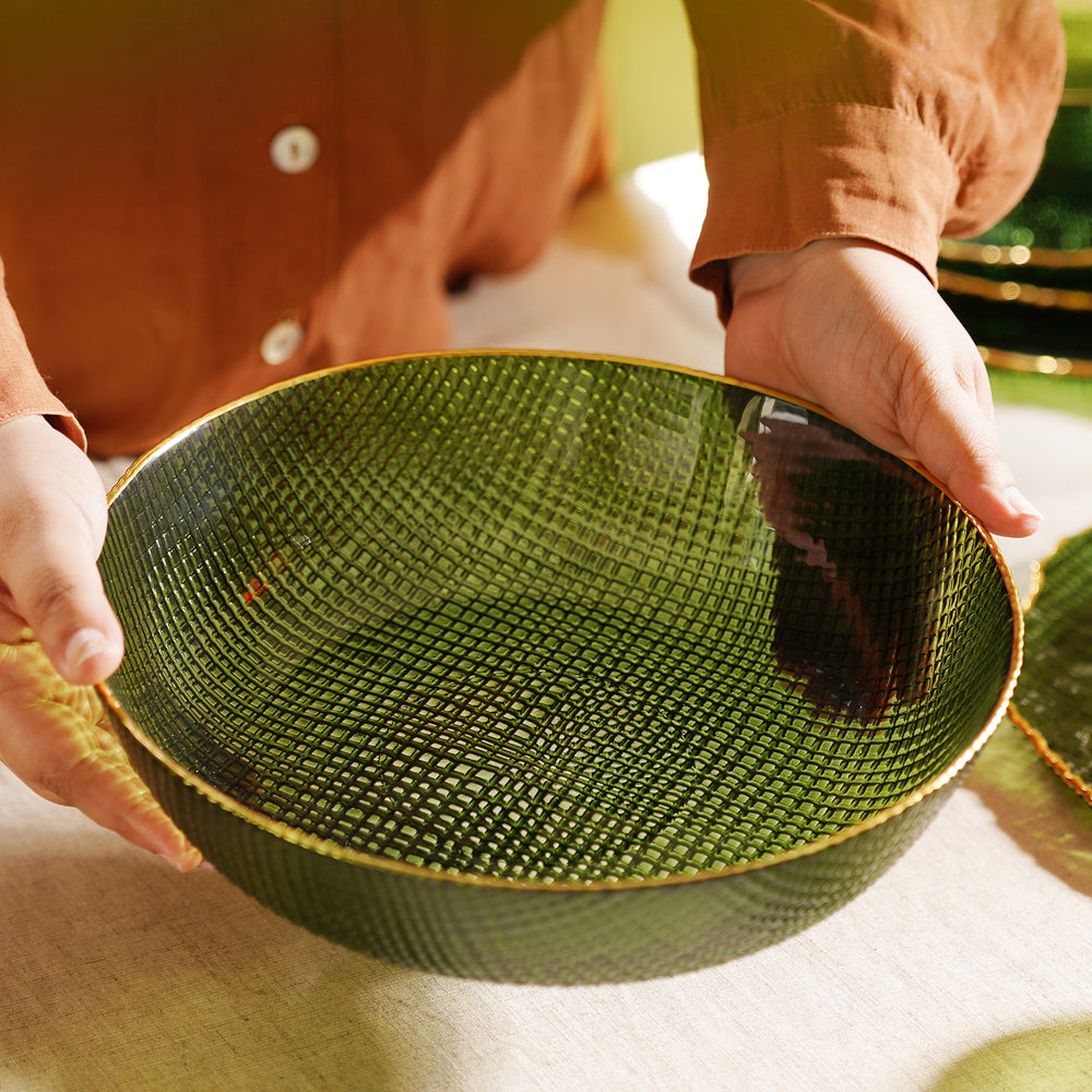 Green Fizz Textured Serving Bowl