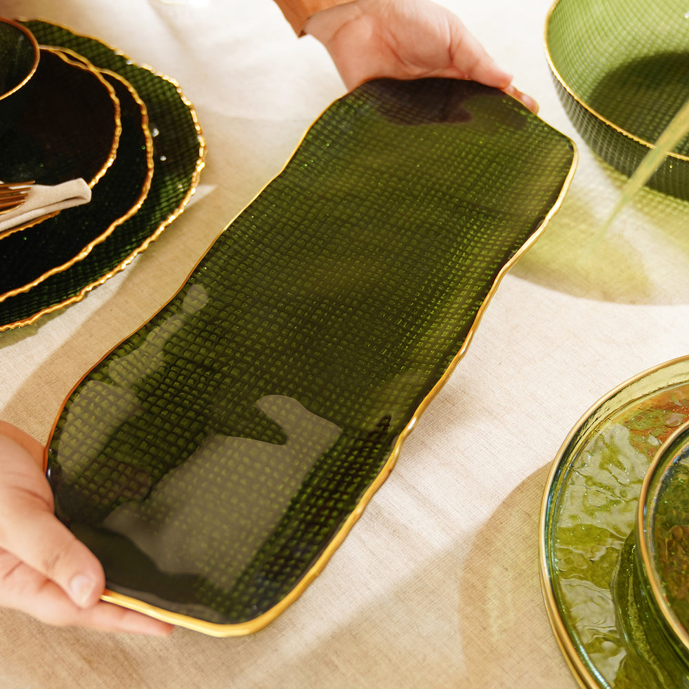 Green Fizz Textured Rectangle Tray