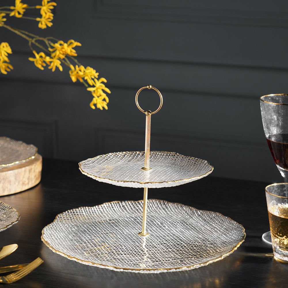Clear Fizz Textured Glass Cake Stand