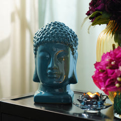Blue Ceramic Buddha Head -Large