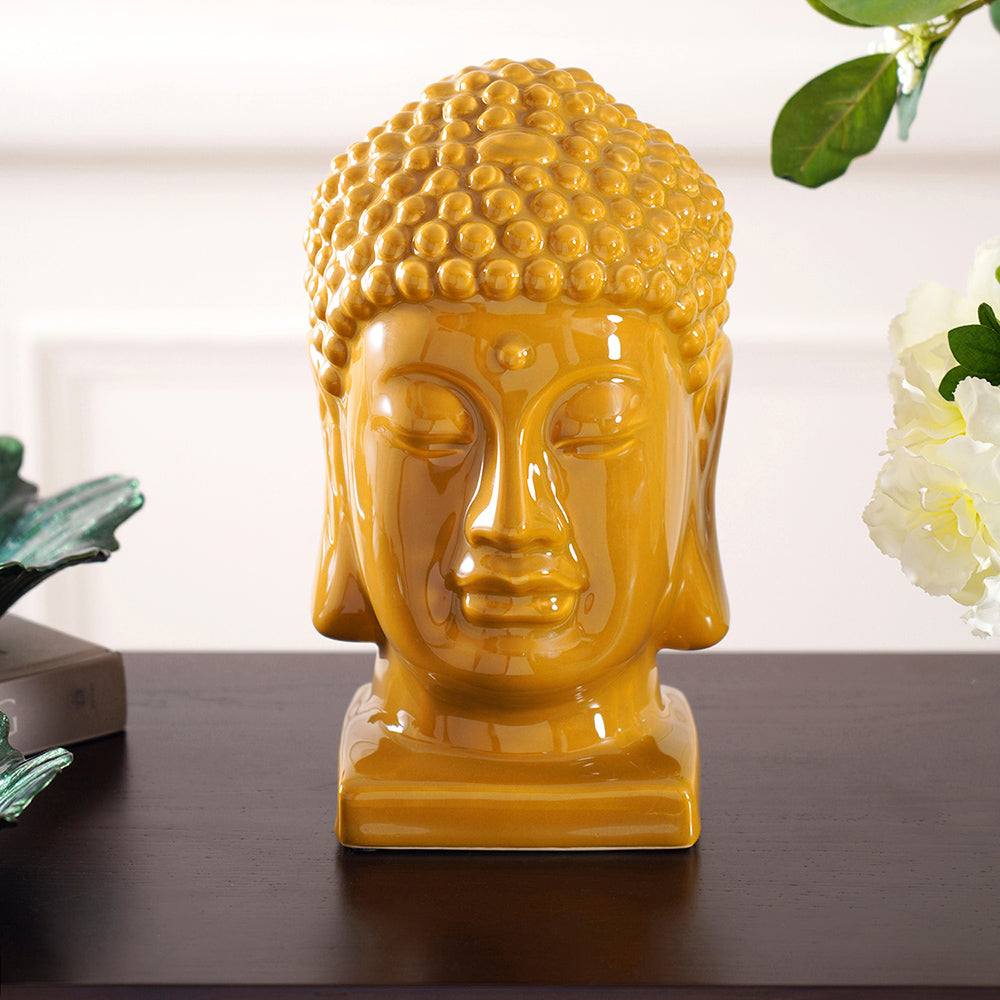Citrine Gold Exquisite Buddha Head - Large