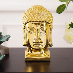Metallic Gold Exquisite Buddha Head on Stand-Large