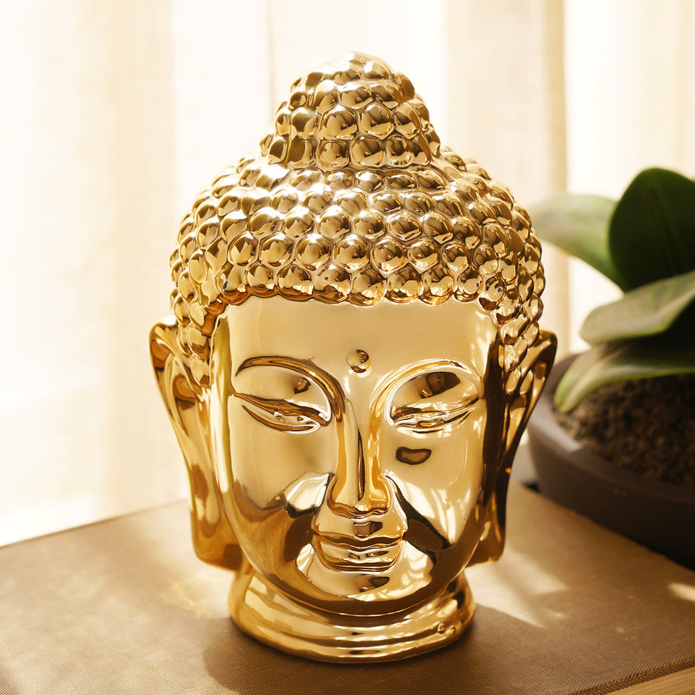 Gold Ceramic Buddha Head
