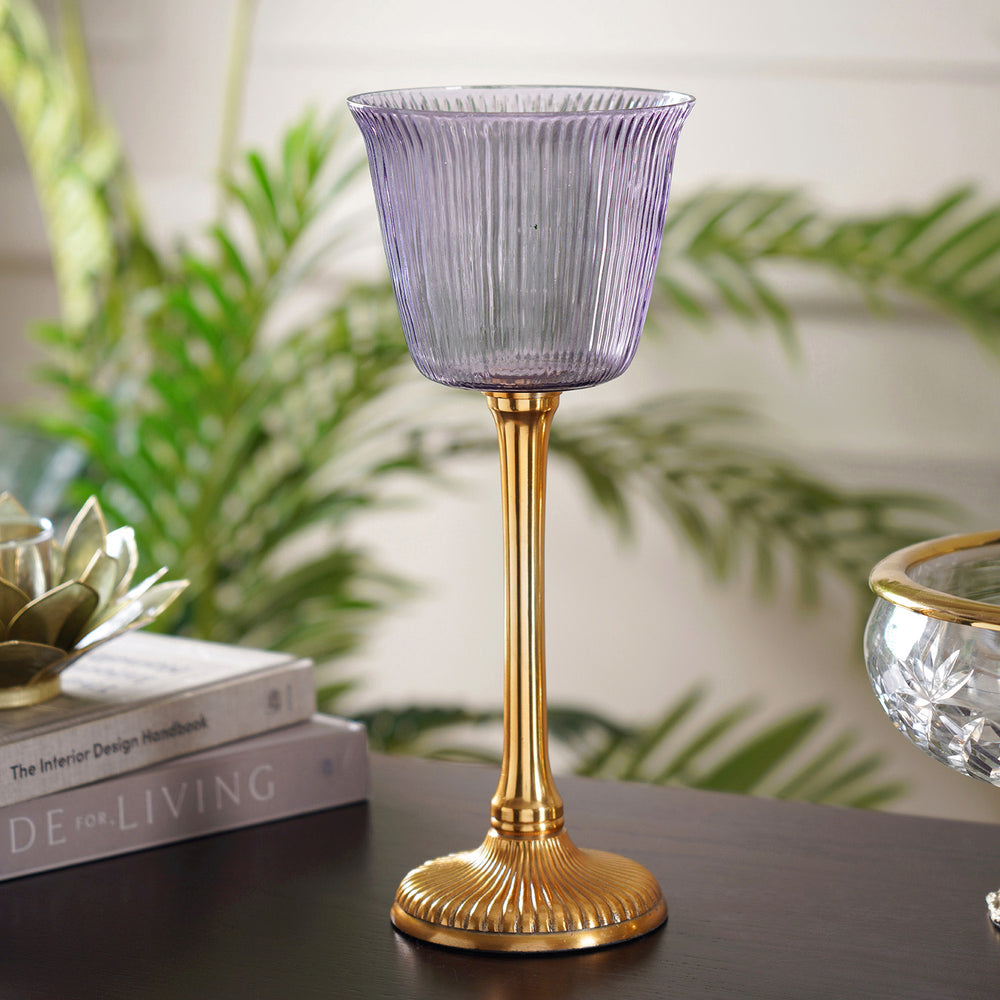 Zahra Large Purple And Gold Votive Holder