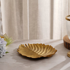 Gold Aluminium Birch Leaf Decorative Platter - Small