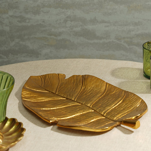 Gold Naaz Leaf Shaped Platter - Large
