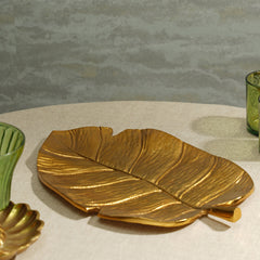 Gold Naaz Leaf Shaped Platter - Large