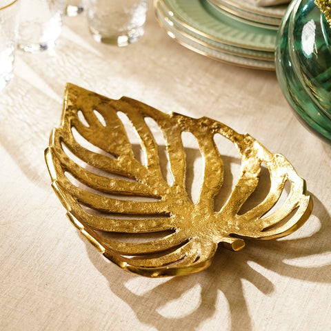 Gold Varnika Leaf Shaped Platter - Small