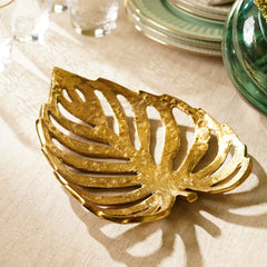 Gold Varnika Leaf Shaped Platter - Small