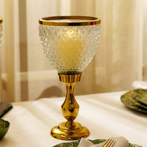 Clear Glass Diamond Textured Hurricane