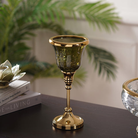 Zia Small Green And Gold Votive Holder