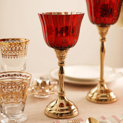 Red and Gold Votive with Metal Stand - Small