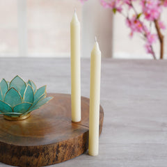 Set of 2 Ivory Antique Lace Tapered Candles