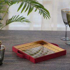 Adya Red Gold Square Serving Tray