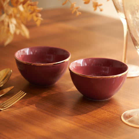 Set Of 2 Ruby Red Elegant Side Bowl