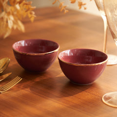 Set Of 2 Ruby Red Elegant Side Bowl