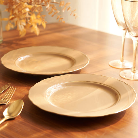 Set Of 2 Citrine Gold Elegant Dinner Plate