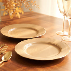 Set Of 2 Citrine Gold Elegant Dinner Plate