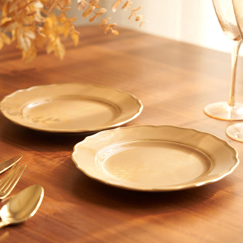 Set Of 2 
Citrine Gold Elegant Dessert Plate