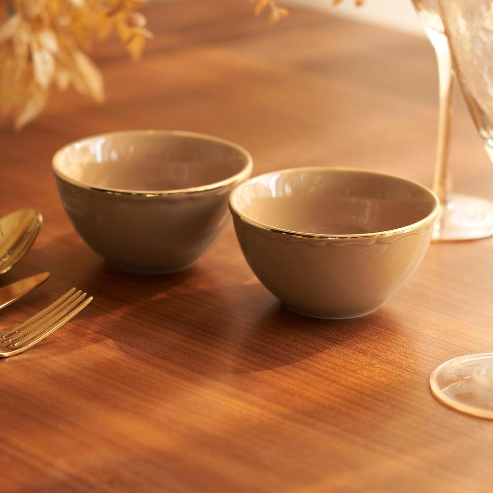 Set Of 2 Citrine Gold Elegant Side Bowl
