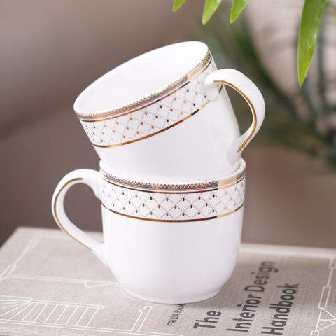 Set of 2 Classic Gold Interlaced Design Coffee Mug