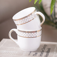 Set of 2 Classic Gold Interlaced Design Coffee Mug
