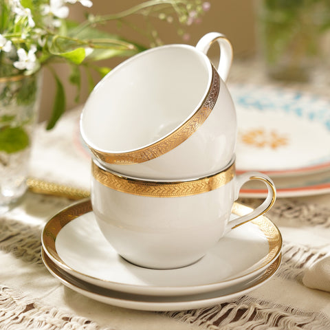 Set of 2 Ivory Cup & Saucer Set