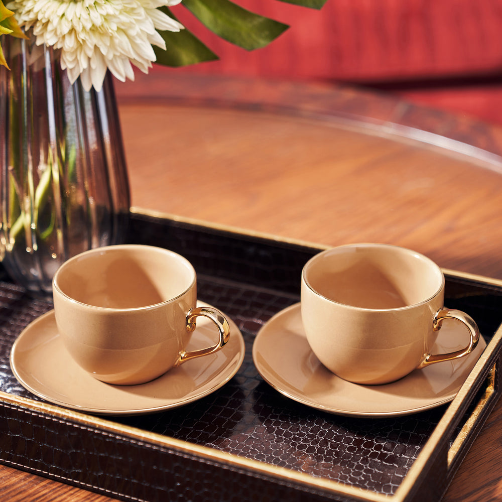 Set of 2 
Citrine Gold Senorita Tea Cup & Saucer