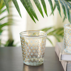 Set Of 4 Blue Printed Drinking Glasses