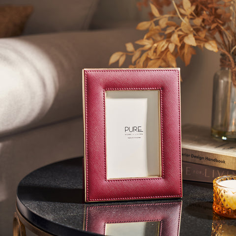 Red Faux Leather Photo Frame - Large