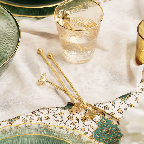 Set of 4 Gold Metal Flower Stirrers