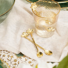 Set of 4 Gold Flower Spoons