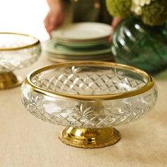 Gold and Clear Cut Glass Bowl - Large