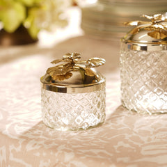 Clear Textured Glass Jar with Leaf Motif - Small