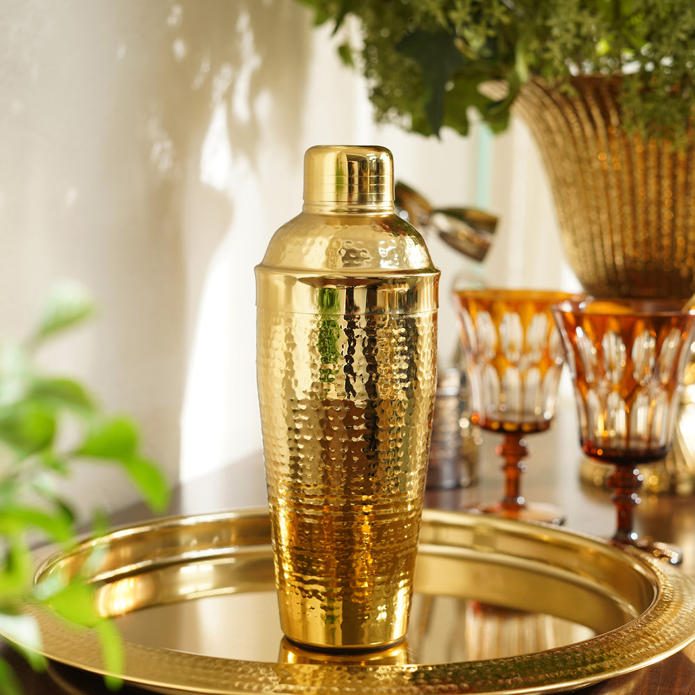 Gold Hammered Metal Cocktail Shaker