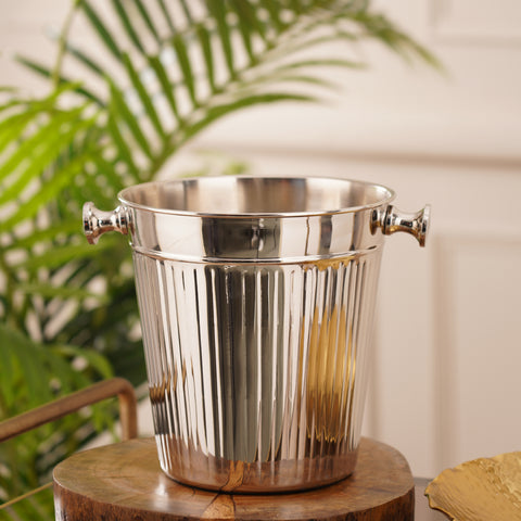 Silver Ribbed Wine Bucket