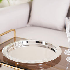 Aiden Silver Ribbed Round Tray