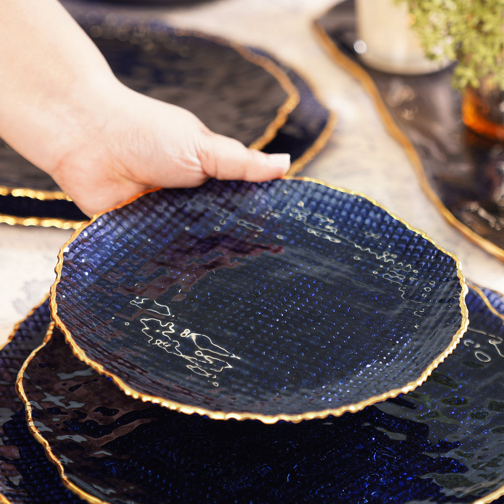 Set of 2 Blue Fizz Textured Dessert Plates