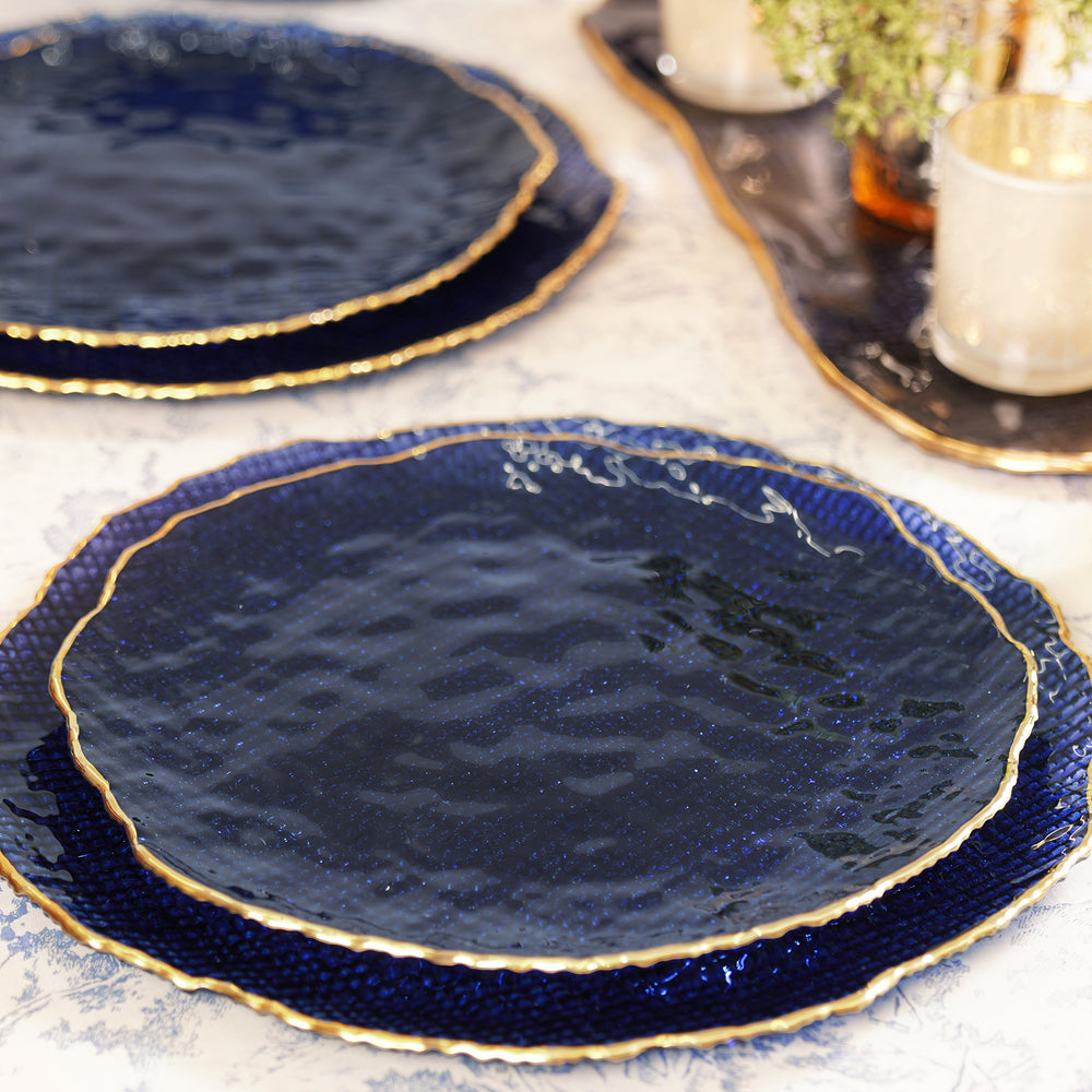 Set of 2 Blue Fizz Textured Dinner Plates