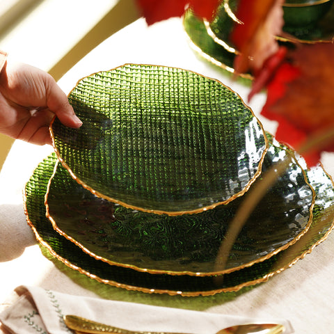 Set of 2 Green Fizz Textured Dessert Plates
