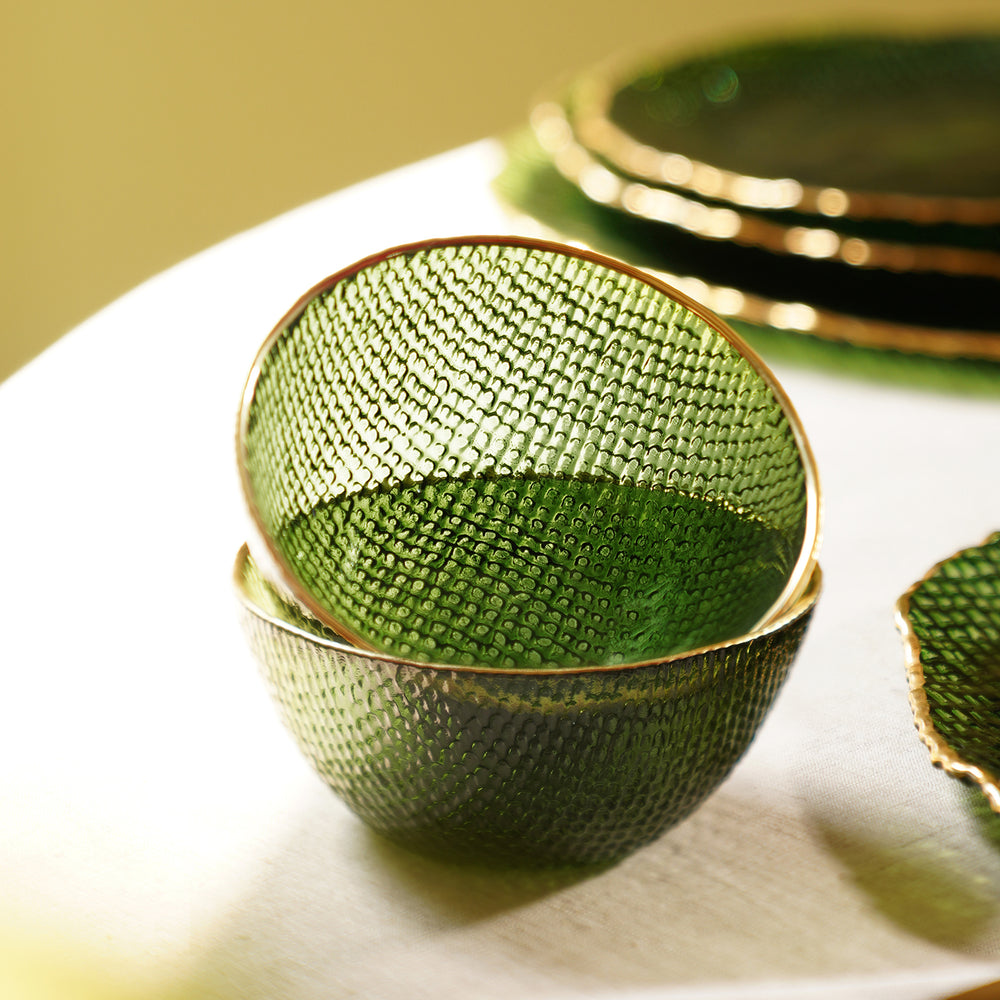 Set of 2 Green Fizz Textured Side Bowls - Small
