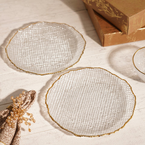 Set of 2 Clear Fizz Textured Dessert Plates