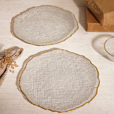 Set of 2 Clear Fizz Textured Dinner Plates
