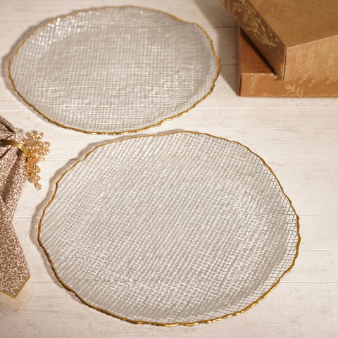 Set of 2 Clear Fizz Textured Charger Plates