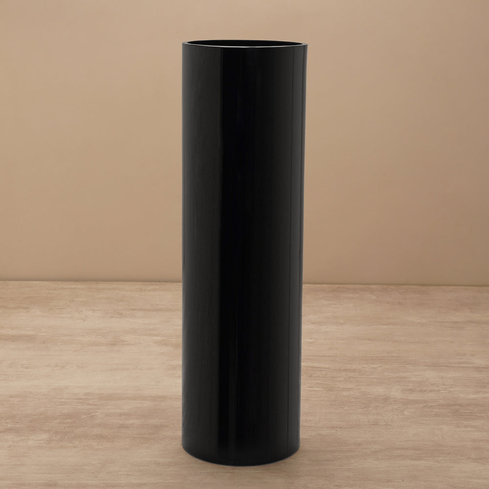 Black Glass Cylindrical Vase