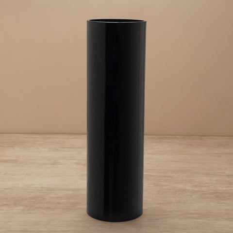 Black Glass Cylindrical Vase