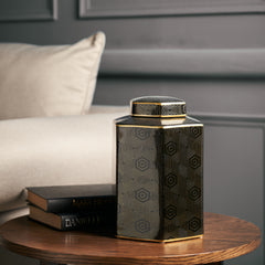Black Honeycomb Ceramic Canister - Small