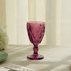 Set Of 6 Iris Purple Prism Textured Wine Glass